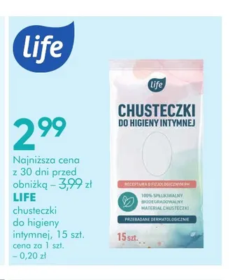 Chusteczki do higieny intymnej Life promocja w Super-Pharm