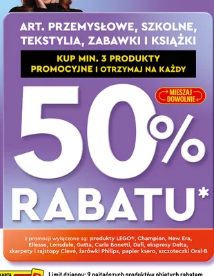 Art. przemysłowe, szkolne, tekstylia, zabawki i książki promocja w Biedronka