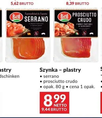 Szynka Prosciutto Crudo Bell plastry promocja w Makro