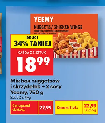 Mix box nuggetsów i skrzydełek + 2 sosy Yeemy promocja w Biedronka