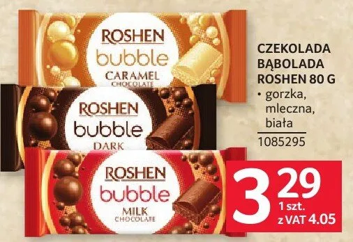 Czekolada bąbolada Roshen 80 g gorzka, mleczna, biała promocja w Selgros