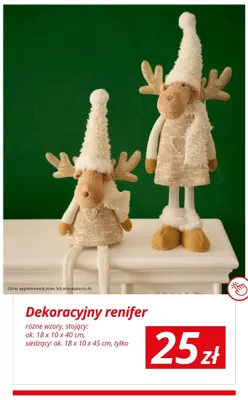 Dekoracyjny renifer siedzący 18x10x45 cm promocja w KiK