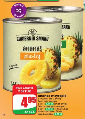 Ananas w puszce w syropie Cukiernia Smaku promocja w Dino
