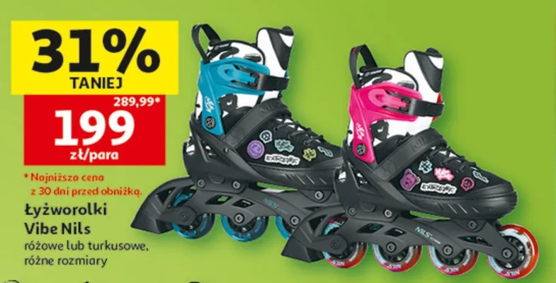 Łyżworolki Nils Vibe różowe promocja w Auchan