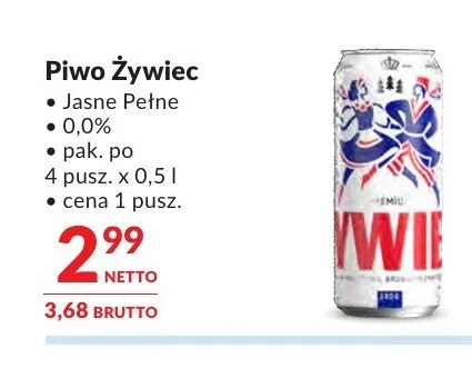 Piwo bezalkoholowe Żywiec 4-pak 500 ml promocja w Makro