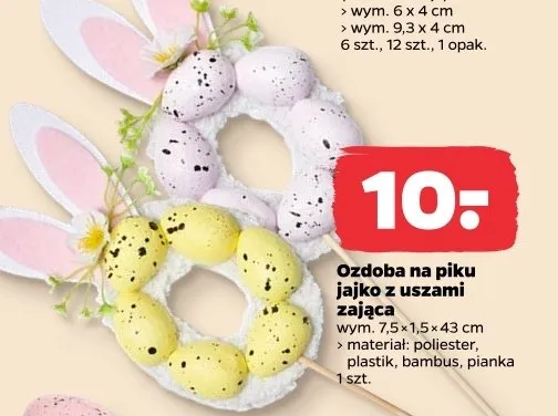 Ozdoba na piku jajko z uszami zająca promocja w Netto