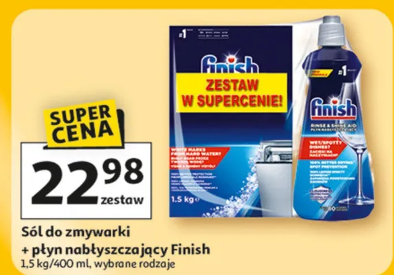 Sól do zmywarki + płyn nabłyszczający Finish promocja w Auchan