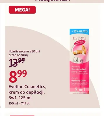 Krem do depilacji 3w1 Eveline Cosmetics promocja w Rossmann