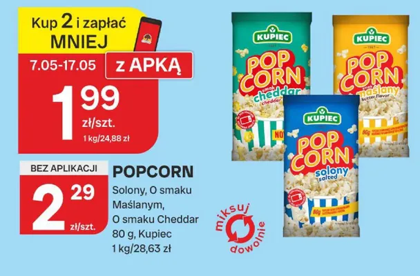 Popcorn Kupiec solony promocja w Chorten