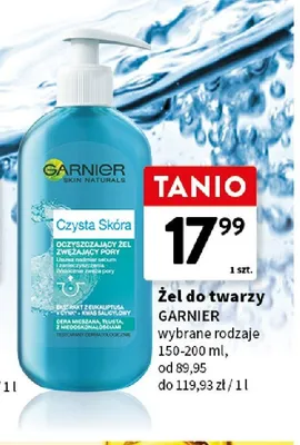 Żel do twarzy Garnier Czysta Skóra oczyszczający żel zwężający pory promocja w Intermarche