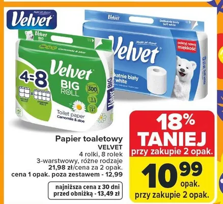 Papier toaletowy 3-warstwowy różne rodzaje promocja w Carrefour