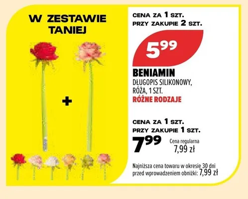Długopis silikonowy Beniamin Róża promocja w Drogerie Natura