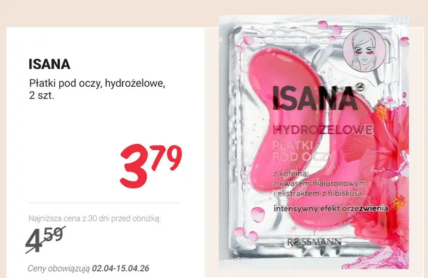 Płatki pod oczy, hydrożelowe promocja w Rossmann