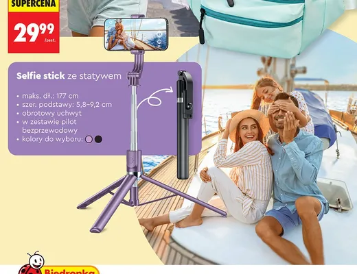 Selfie stick ze statywem Setty promocja w Biedronka