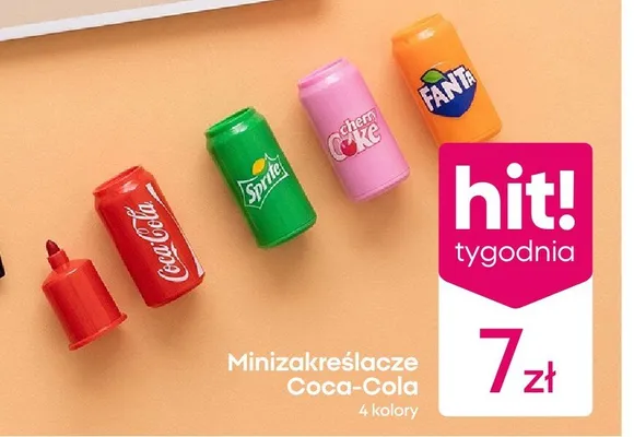 Minizakreślacze Coca-Cola 4 kolory promocja w Pepco