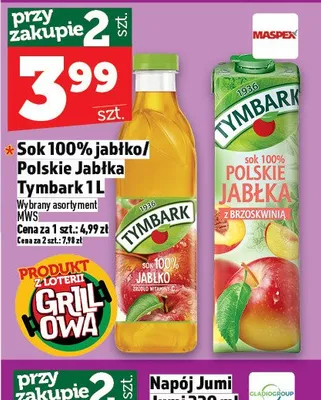 Sok 100% jabłko Polskie Jabłka Tymbark promocja w TOPAZ