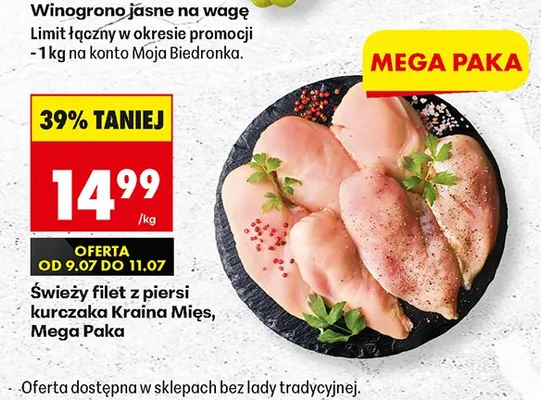 Świeży filet z piersi kurczaka Kraina Mięs Mega Paka promocja w Biedronka