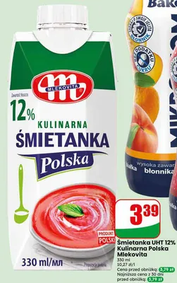 Śmietanka UHT 12% Kulinarna Polska Mlekovita promocja w Dino