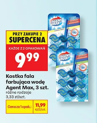 Kostka fala farbująca wodę Agent Max Eucalyptus Energy 3-pak promocja w Biedronka