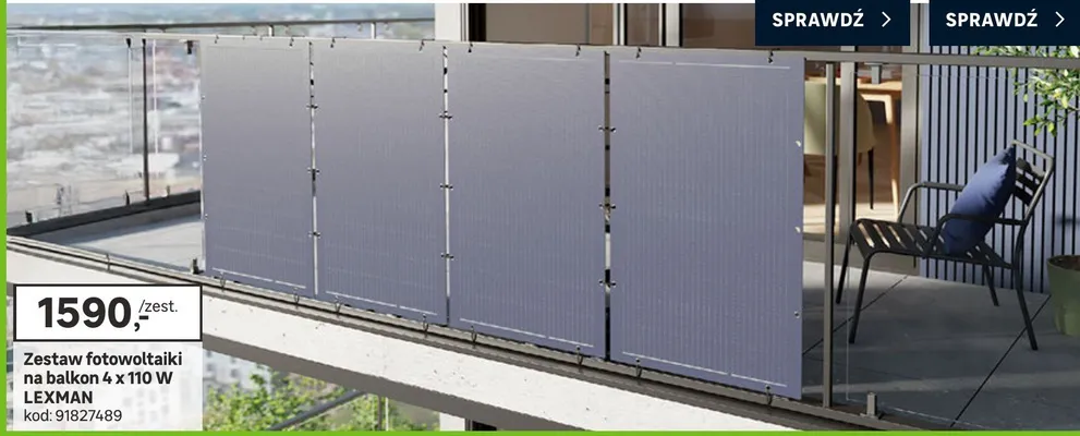 Zestaw fotowoltaiki na balkon 4 x 110 W promocja w Leroy Merlin