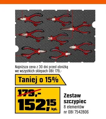 Zestaw szczypiec 8 elementów promocja w OBI