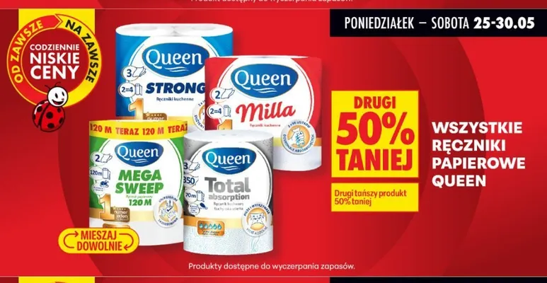 Ręczniki papierowe Queen Total absorption promocja w Biedronka
