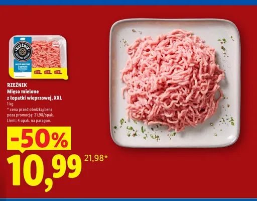 Mięso mielone z łopatki wieprzowej XXL Rzeźnik promocja w Lidl