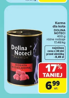 Karma dla kota Dolina Noteci Premium bogata w cielęcinę promocja w Carrefour Market