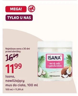 Nawilżający mus do ciała Isana promocja w Rossmann