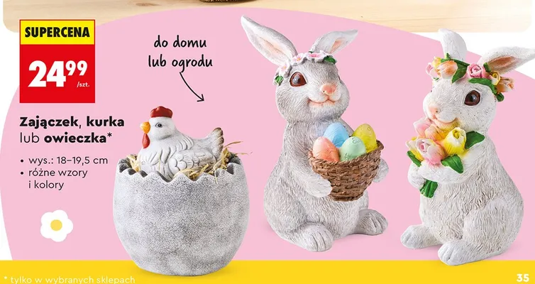 Zajączek, kurka lub owieczka wys. 18-19,5 cm różne wzory i kolory promocja w Biedronka