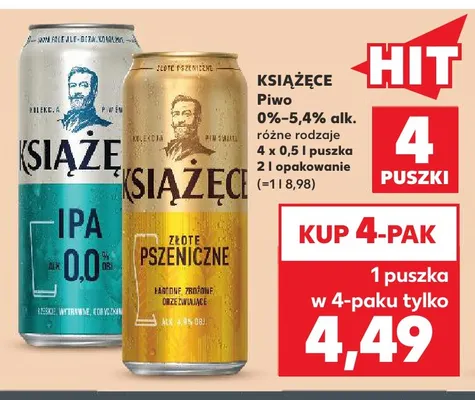 Piwo bezalkoholowe Książęce IPA 4-pak promocja w Kaufland