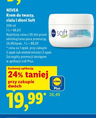 Krem do twarzy, ciała i dłoni Nivea Soft promocja w Lidl