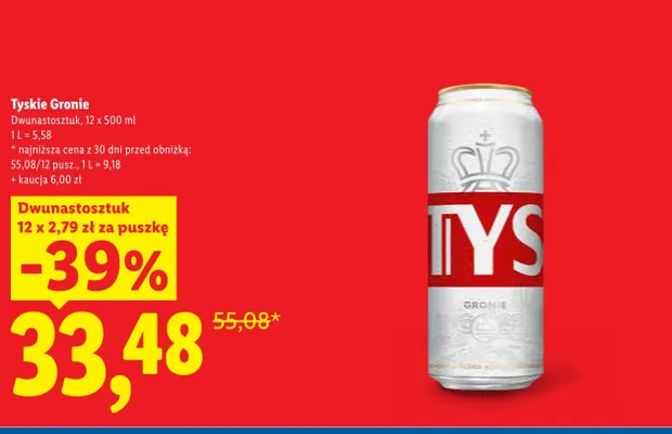 Piwo Tyskie Gronie 12-pak promocja w Lidl