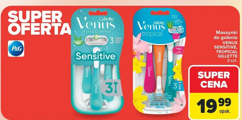 Maszynki do golenia Venus Sensitive, Tropical 3szt. promocja w Carrefour