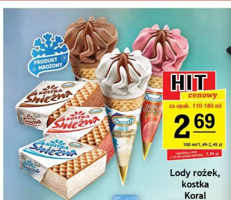Lody kostka Śnieżna Koral promocja w Gram Market