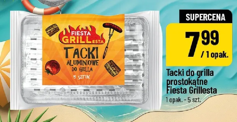 Tacki do grilla prostokątne Fiesta Grillesta 5-pak promocja w POLOmarket