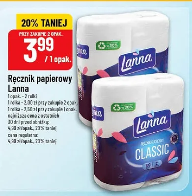 Ręcznik papierowy Lanna Classic 2-pak promocja w POLOmarket