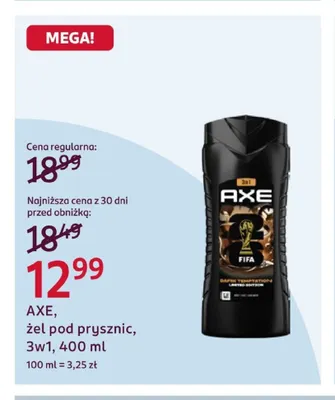 Żel pod prysznic 3w1 AXE promocja w Rossmann