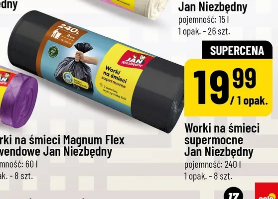 Worki na śmieci supermocne Jan Niezbędny 240l promocja w POLOmarket