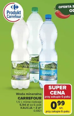 Woda mineralna Sudety+ Carrefour 6-pak promocja w Carrefour