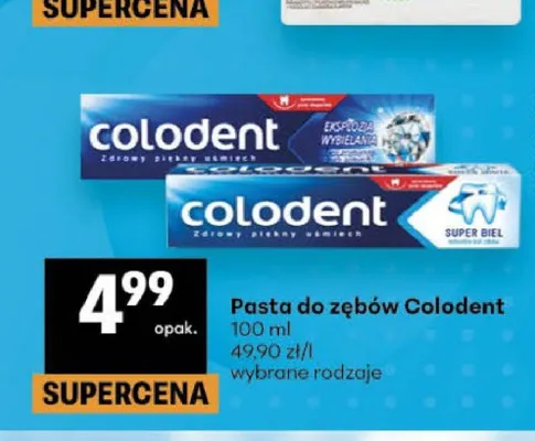 Pasta do zębów Colodent Super Biel promocja w Delikatesy Centrum