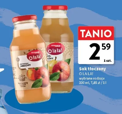 Sok tłoczony Jabłkowy O La La! promocja w Intermarche