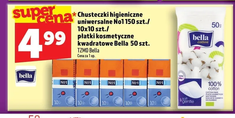 Chusteczki higieniczne uniwersalne No1 promocja w TOPAZ