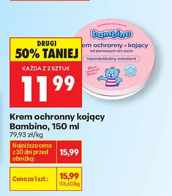 Krem ochronny kojący Bambino promocja w Biedronka