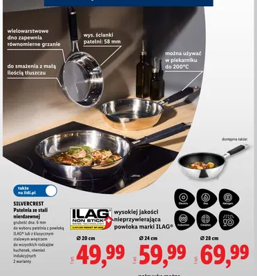 Patelnia ze stali nierdzewnej Ø28 cm Silvercrest promocja w Lidl