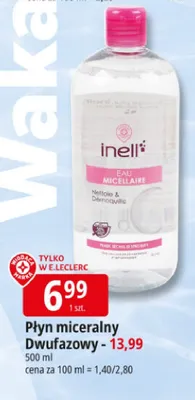 Płyn micelarny dwufazowy inell promocja w Leclerc