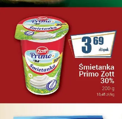 Śmietanka Primo Zott 30% promocja w Premium Nasz Sklep