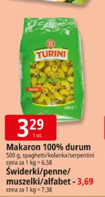 Makaron 100% durum świderki Turini promocja w Leclerc