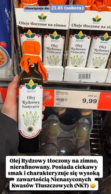 Olej rydzowy tradycyjny tłoczony na zimno promocja w Aldi