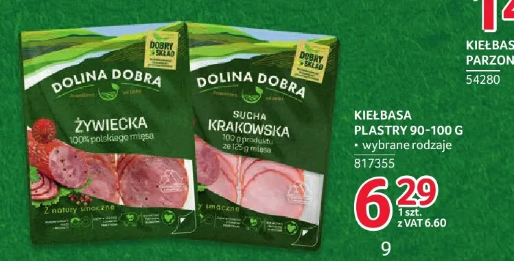 Kiełbasa w plastrach sucha krakowska Dolina Dobra promocja w Selgros